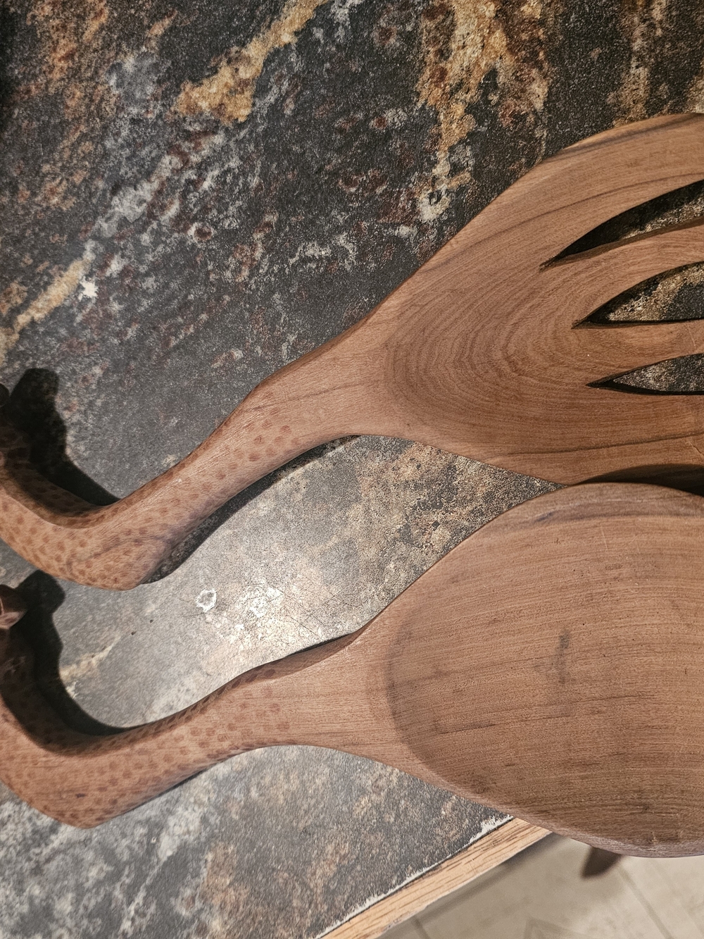 Handcrafted Wooden Salad Servers in Brown - Home Accents